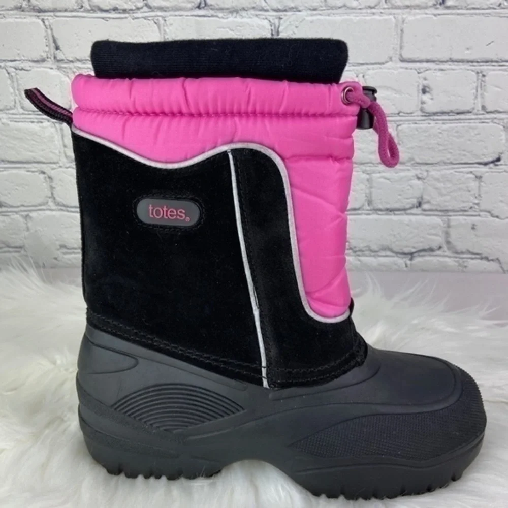 Totes‎ Jeanie Winter Snow Boots Black Pink Size 6